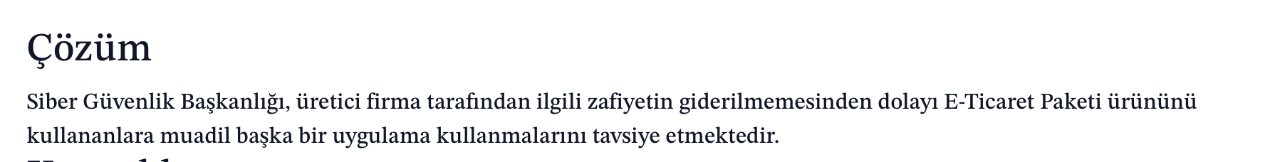 Bildirimin Çözüm bölümü